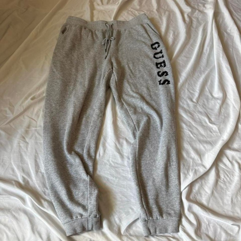 Guess Y2K Gray Sequin Logo Fleece‎ Jogger Sweatpants Large